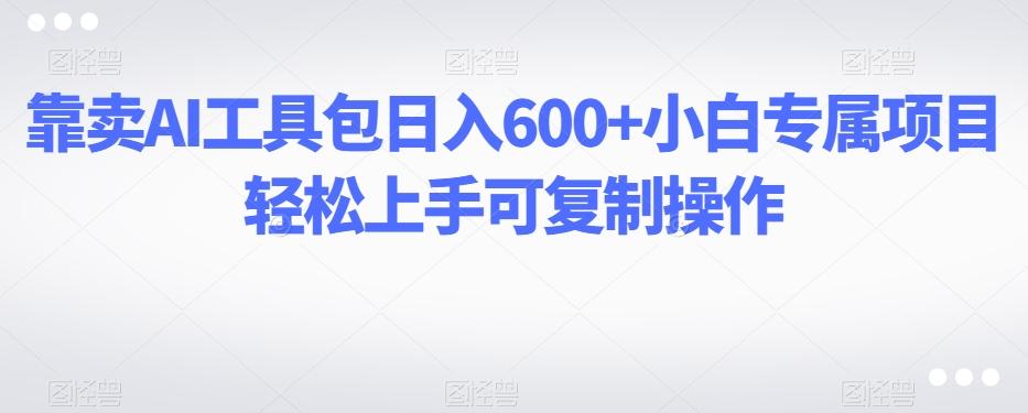 靠卖AI工具包日入600+小白专属项目轻松上手可复制操作-豪讯资源网