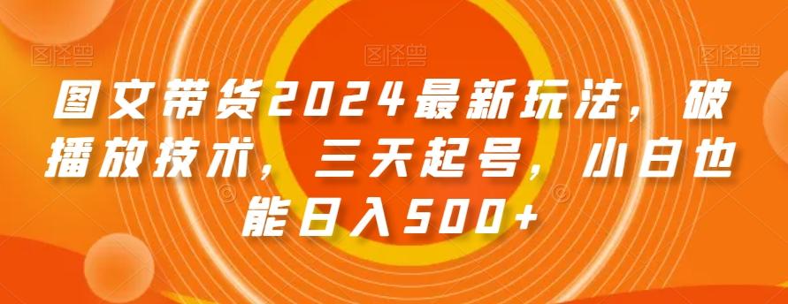 图文带货2024最新玩法，破播放技术，三天起号，小白也能日入500+【揭秘】-豪讯资源网