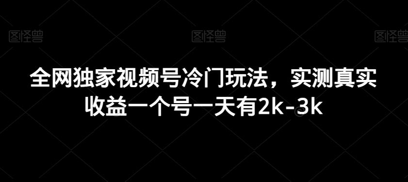 全网独家视频号冷门玩法，实测真实收益一个号一天有2k-3k-豪讯资源网