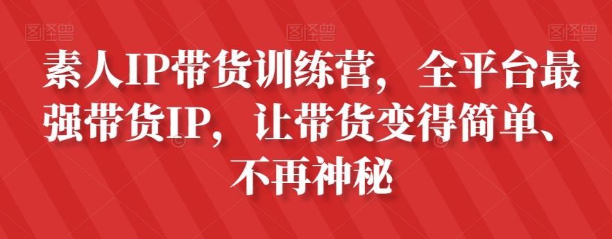 素人IP带货训练营，全平台最强带货IP，让带货变得简单、不再神秘-豪讯资源网