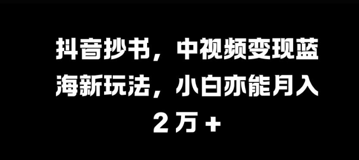 抖音抄书，中视频变现蓝海新玩法，小白亦能月入 过W【揭秘】-豪讯资源网
