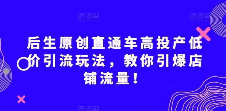 后生原创直通车高投产低价引流玩法，教你引爆店铺流量！-豪讯资源网