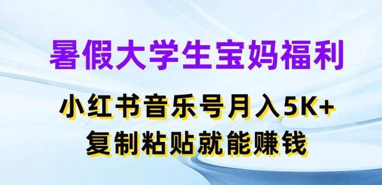 暑假大学生宝妈福利，小红书音乐号月入5000+，复制粘贴就能赚钱【揭秘】-豪讯资源网