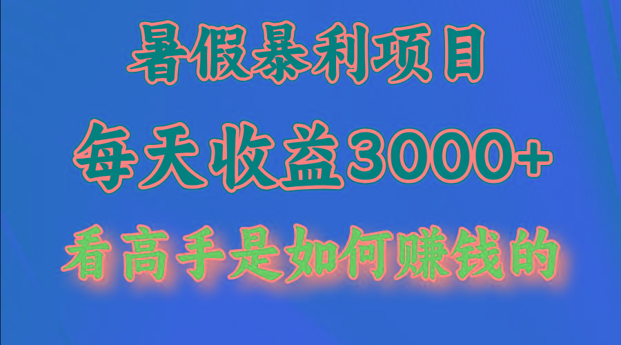 暑假暴力项目 1天收益3000+，视频号，快手，不露脸直播.次日结算-豪讯资源网