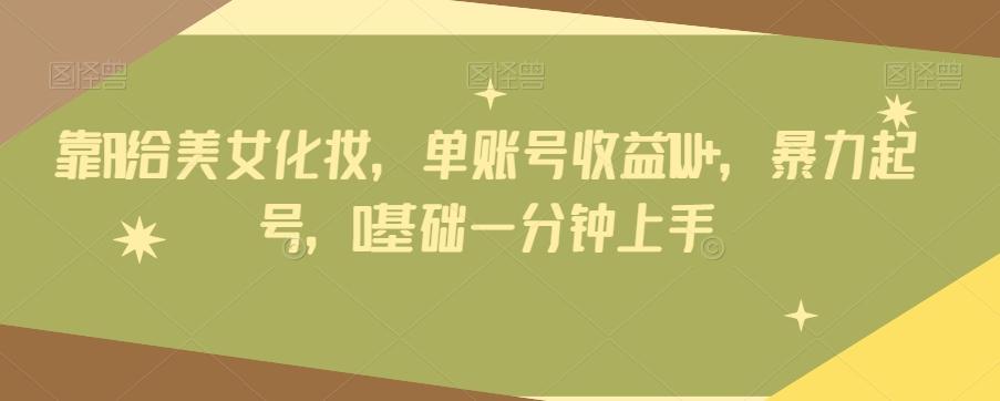 靠AI给美女化妆，单账号收益1W+，暴力起号，0基础一分钟上手-豪讯资源网