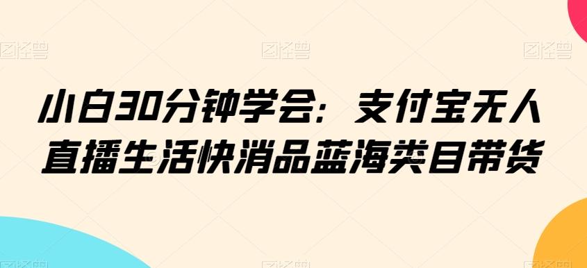 小白30分钟学会：支付宝无人直播生活快消品蓝海类目带货【揭秘】-豪讯资源网