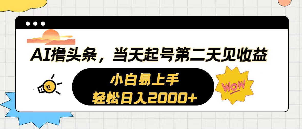 AI撸头条，当天起号，第二天见收益。轻松日入2000+-豪讯资源网