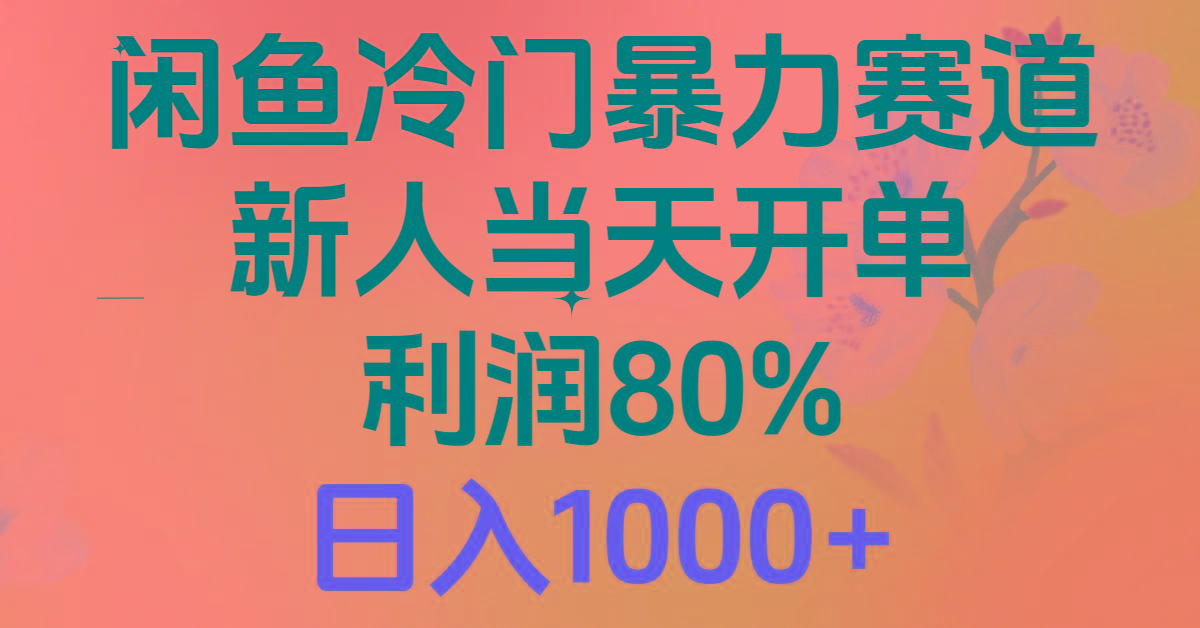 2024闲鱼冷门暴力赛道，新人当天开单，利润80%，日入1000+-豪讯资源网