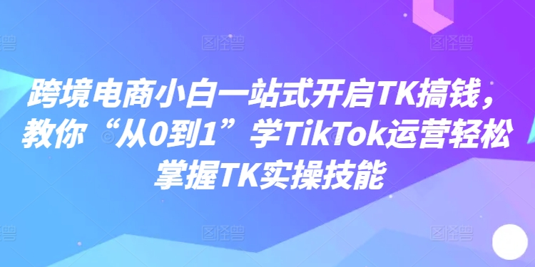 跨境电商小白一站式开启TK搞钱，教你“从0到1”学TikTok运营轻松掌握TK实操技能-豪讯资源网