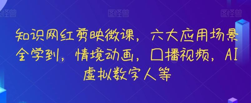 知识网红剪映微课，六大应用场景全学到，情境动画，囗播视频，AI虚拟数字人等-豪讯资源网