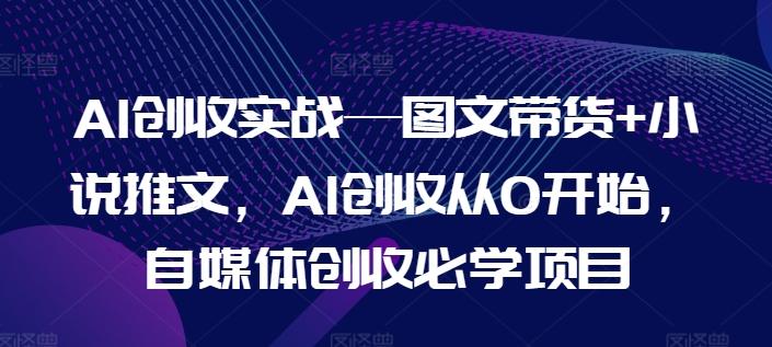 AI创收实战—图文带货+小说推文，AI创收从0开始，自媒体创收必学项目-豪讯资源网