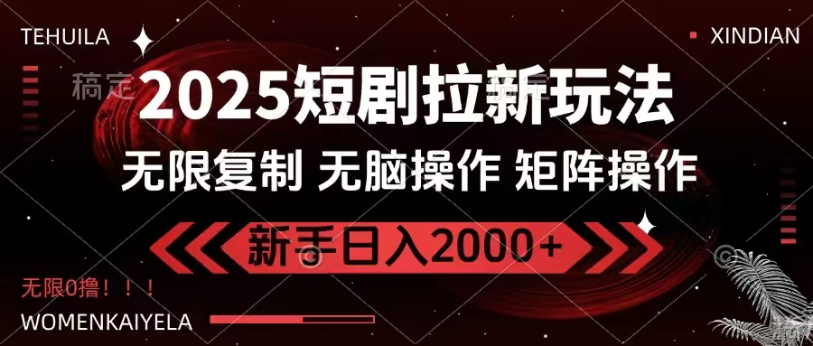 2025短剧拉新玩法，无需注册登录，无限0撸，无脑批量操作日入2000+-豪讯资源网