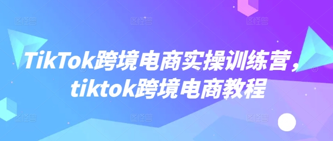 TikTok跨境电商实操训练营，tiktok跨境电商教程-豪讯资源网