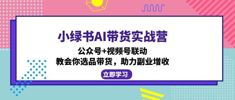 小绿书AI带货实战营：公众号+视频号联动，教会你选品带货，助力副业增收-豪讯资源网