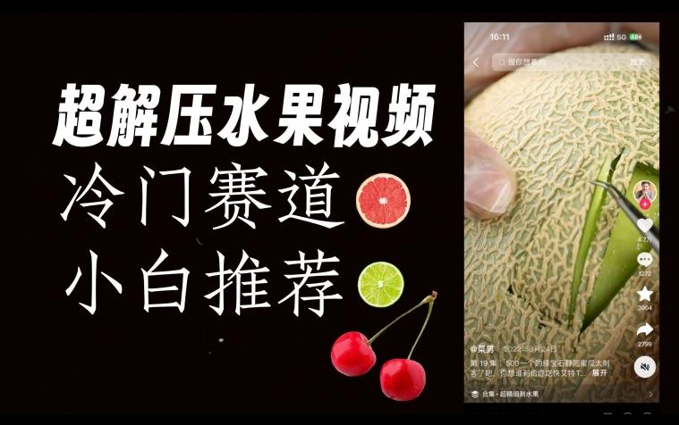 超冷门抖音赛道，水果解压视频0风险，非常容易爆火【揭秘】-豪讯资源网