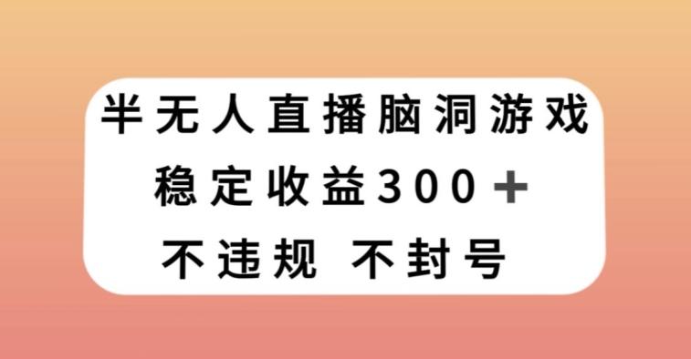 半无人直播脑洞小游戏，每天收入300+，保姆式教学小白轻松上手【揭秘】-豪讯资源网