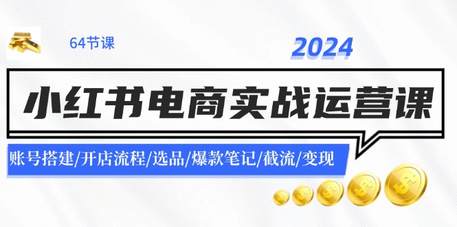 2024小红书电商实战运营课：账号搭建/开店流程/选品/爆款笔记/截流/变现-豪讯资源网