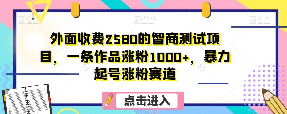 外面收费2580的智商测试项目，一条作品涨粉1000+，暴力起号涨粉赛道【揭秘】-豪讯资源网