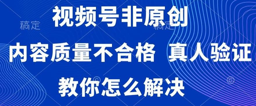 视频号非原创，内容质量不合格，真人验证，违规怎么解决【揭秘】-豪讯资源网
