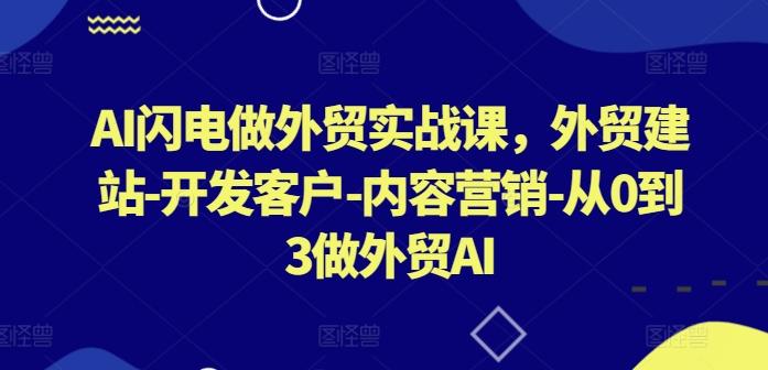 AI闪电做外贸实战课，​外贸建站-开发客户-内容营销-从0到3做外贸AI-豪讯资源网