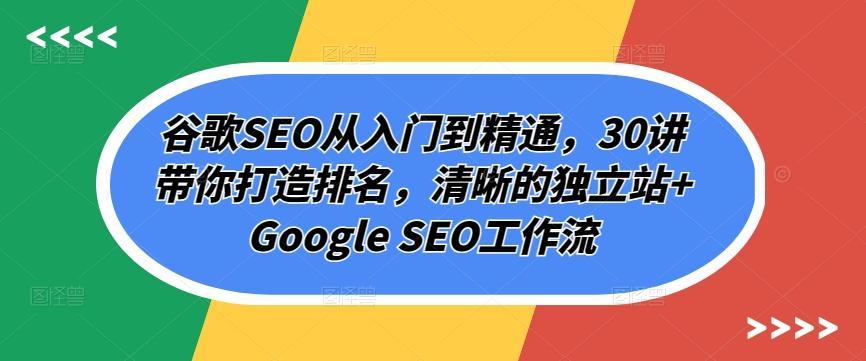 谷歌SEO从入门到精通，30讲带你打造排名，清晰的独立站+Google SEO工作流-豪讯资源网