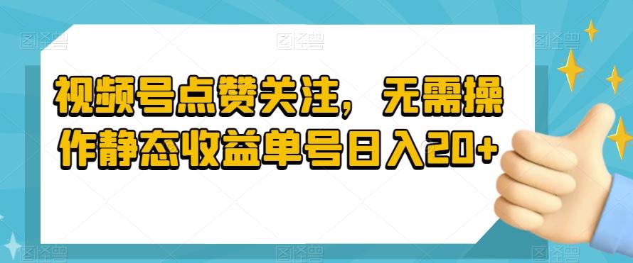 视频号点赞关注，无需操作静态收益单号日入20+-豪讯资源网
