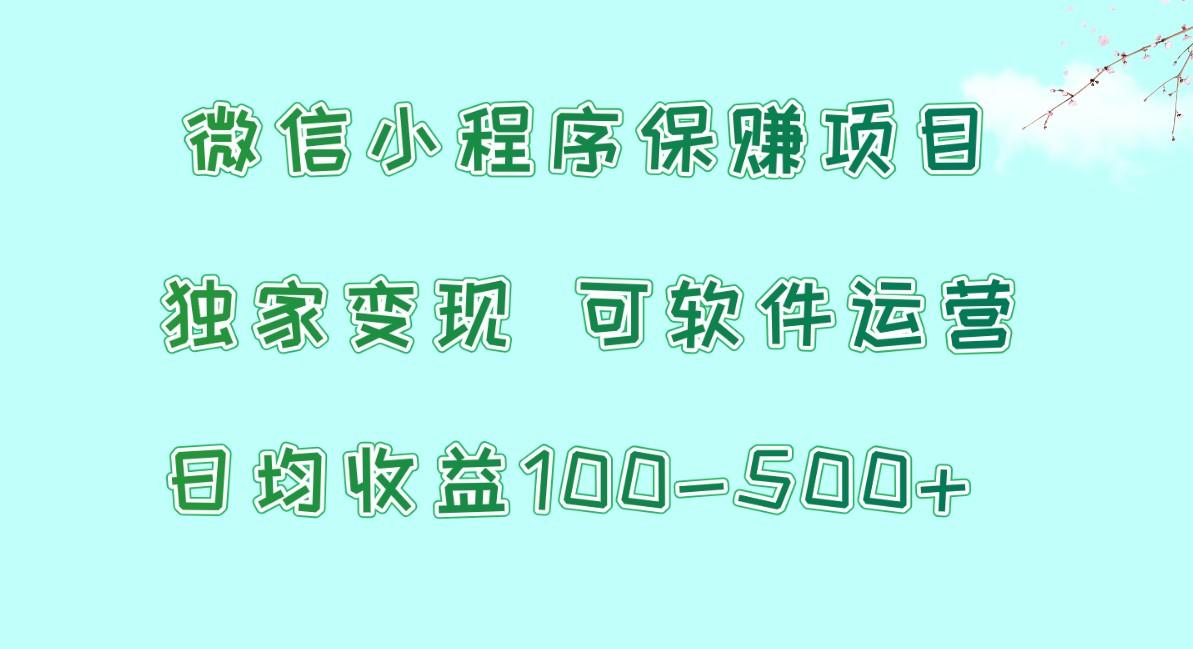 微信小程序保赚项目，日均收益100~500+，独家变现，可软件运营-豪讯资源网