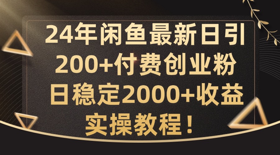24年闲鱼最新日引200+付费创业粉日稳2000+收益，实操教程【揭秘】-豪讯资源网