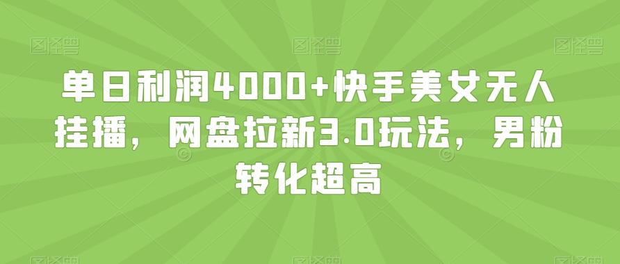 单日利润4000+快手美女无人挂播，网盘拉新3.0玩法，男粉转化超高【揭秘】-豪讯资源网