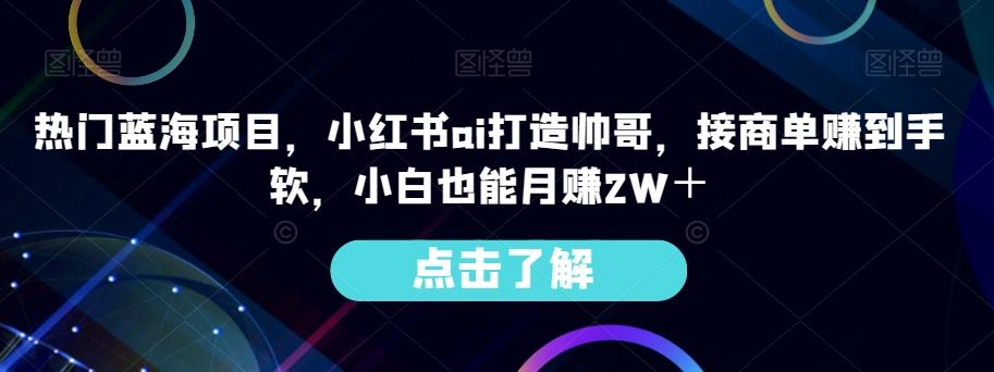 热门蓝海项目，小红书ai打造帅哥，接商单赚到手软，小白也能月赚2W＋-豪讯资源网
