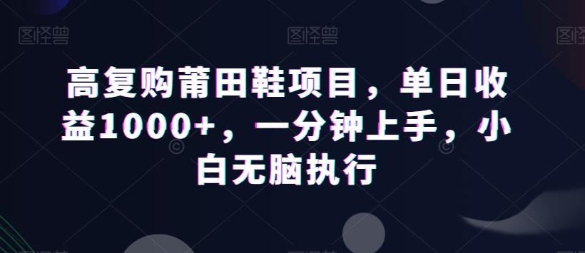 高复购莆田鞋项目，单日收益1000+，一分钟上手，小白无脑执行-豪讯资源网