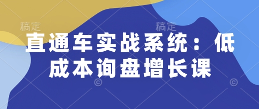 直通车实战系统：低成本询盘增长课，让个人通过技能实现升职加薪，让企业低成本获客，订单源源不断-豪讯资源网