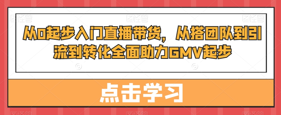 从0起步入门直播带货，​从搭团队到引流到转化全面助力GMV起步-豪讯资源网