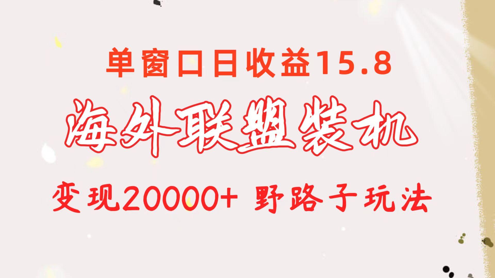海外联盟装机 单窗口日收益15.8  变现20000+ 野路子玩法-豪讯资源网