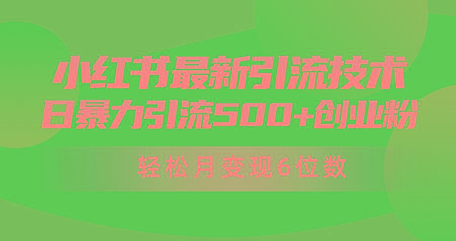 (9871期)日引500+月变现六位数24年最新小红书暴力引流兼职粉教程-豪讯资源网