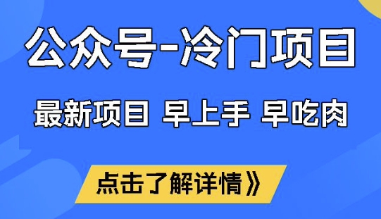 公众号冷门赛道，早上手早吃肉，单月轻松稳定变现1W【揭秘】-豪讯资源网