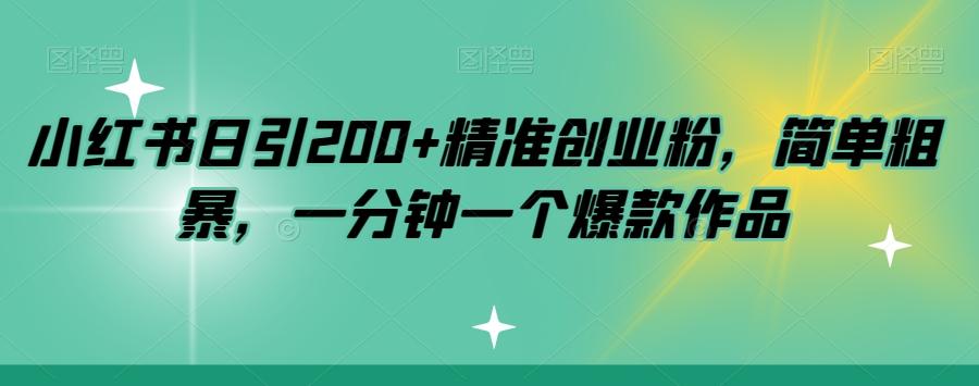 小红书日引200+精准创业粉，简单粗暴，一分钟一个爆款作品【揭秘】-豪讯资源网