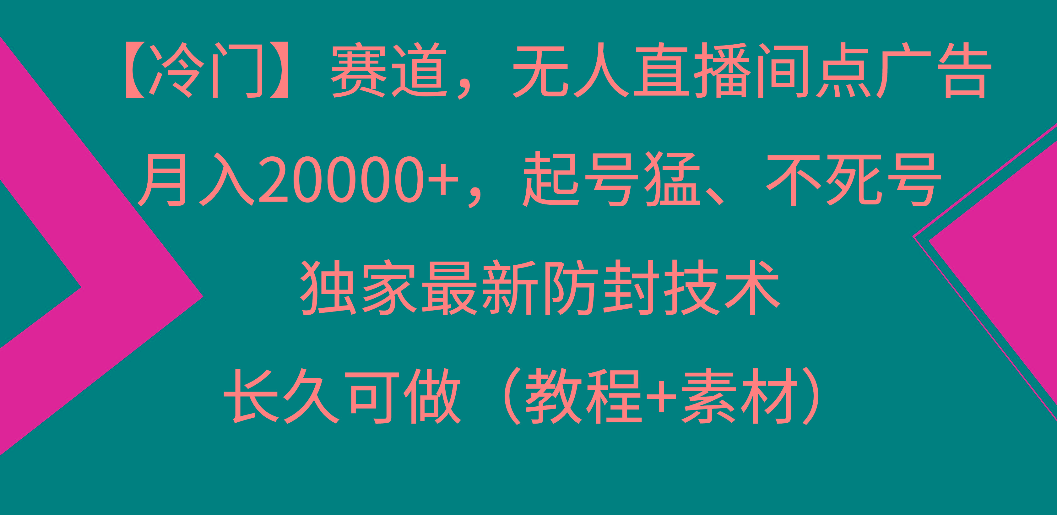 【冷门】赛道，无人直播间点广告，月入20000+，起号猛、不死号，独家最...-豪讯资源网