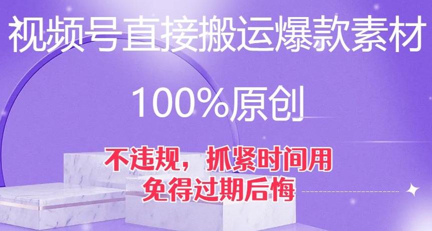 视频号直接搬运爆款素材，100%原创，不违规，抓紧时间用，免得过期后悔【揭秘】-豪讯资源网