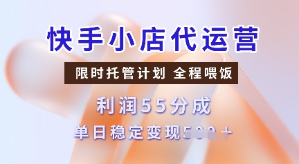 快手小店代运营，限时托管计划，收益55分，单日稳定变现多张【揭秘】-豪讯资源网