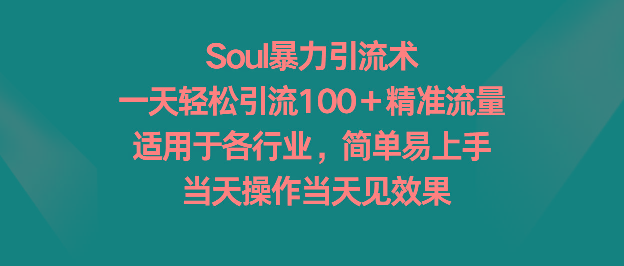 Soul暴力引流术，一天轻松引流100＋精准流量，适用于各行业，简单易上手！-豪讯资源网