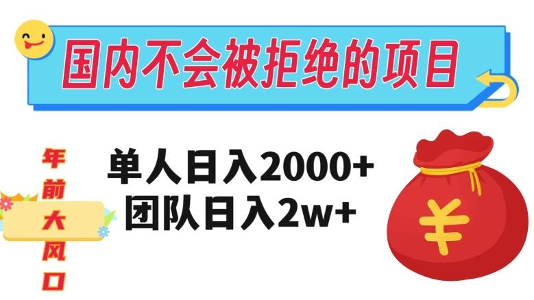 在国内不怕被拒绝的项目，单人日入2000，团队日入20000+【揭秘】-豪讯资源网