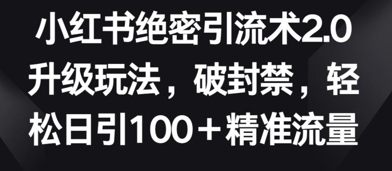 小红书绝密引流术2.0升级玩法，破封禁，轻松日引100+精准流量【揭秘】-豪讯资源网