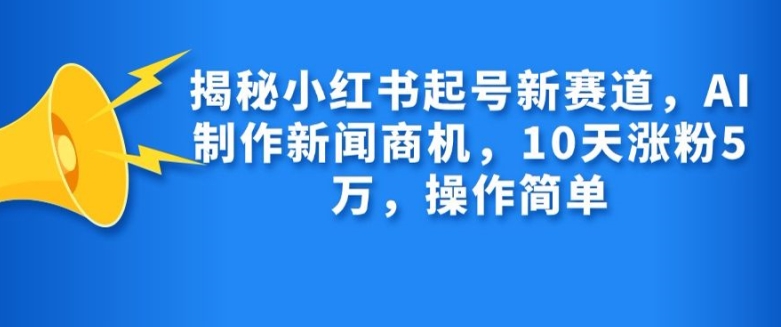 揭秘小红书起号新赛道，AI制作新闻商机，10天涨粉1万，操作简单-豪讯资源网
