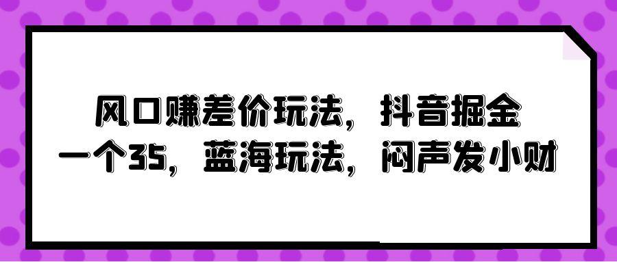 (10022期)风口赚差价玩法，抖音掘金，一个35，蓝海玩法，闷声发小财-豪讯资源网