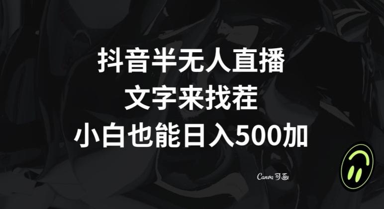 抖音半无人直播，文字来找茬小游戏，每天收益500+【揭秘】-豪讯资源网