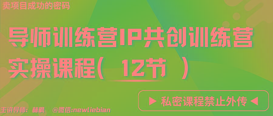 导师训练营3.0IP共创训练营私密实操课程(12节)-卖项目的密码成功秘诀-豪讯资源网