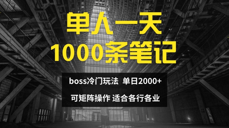 单人一天1000条笔记，日入2000+，BOSS直聘的正确玩法【揭秘】-豪讯资源网