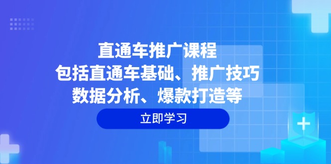 直通车推广课程：包括直通车基础、推广技巧、数据分析、爆款打造等-豪讯资源网