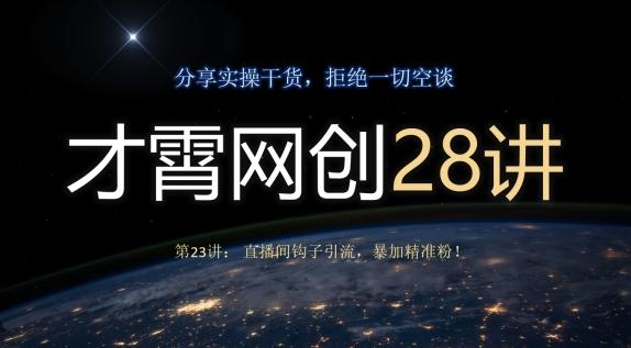 才霄网创28讲第23讲：直播间钩子引流，暴加精准粉！-豪讯资源网